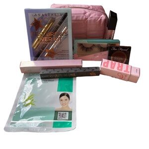 Makeup and Skincare Set with Pink Bag